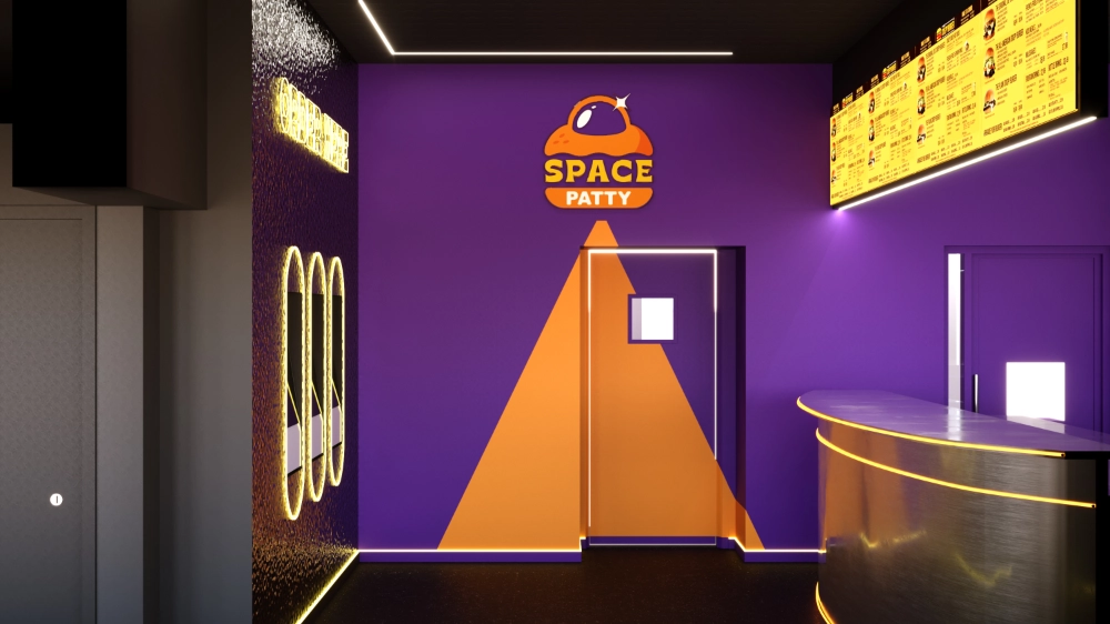 sala-pareti-viola-hamburger-arancione sala-pareti-viola-hamburger-arancione